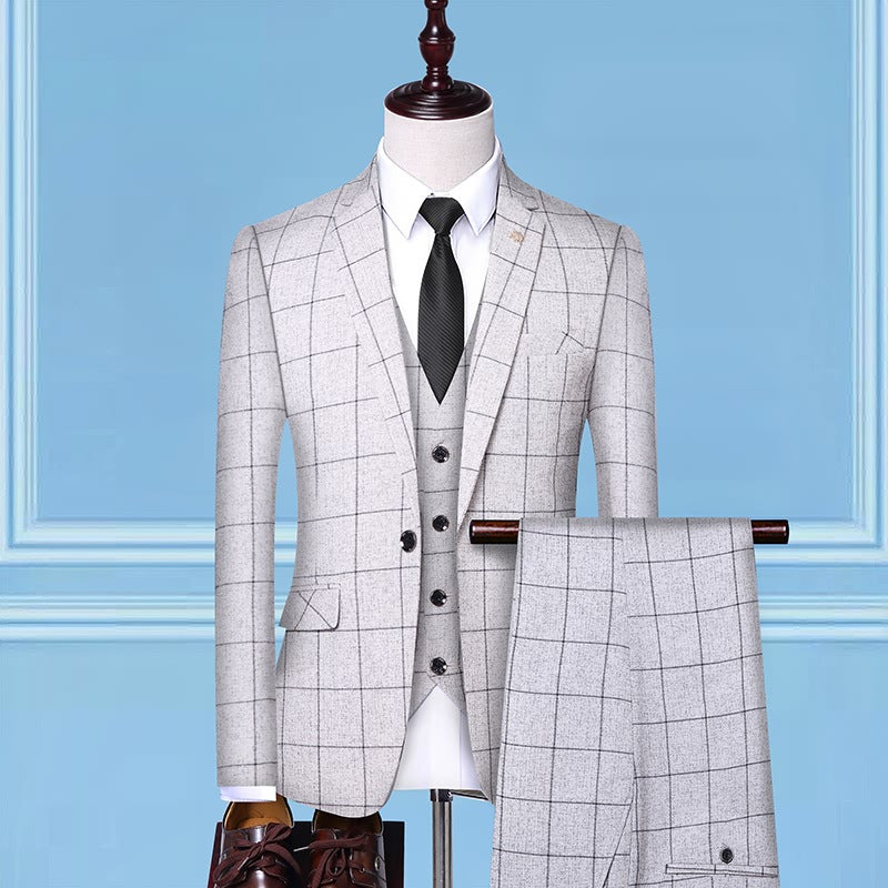 Checkered Three-Piece Suit — For Professional & Formal Wear