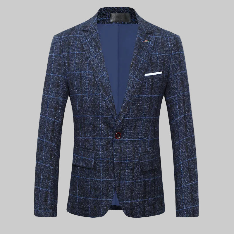 Blue checkered blazer on a white background