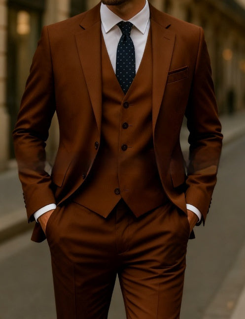 Burgundy Executive Three-Piece Suit — For Business & City Wear