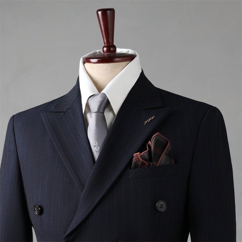Double-Breasted Pinstripe Suit — For Formal & Business Wear