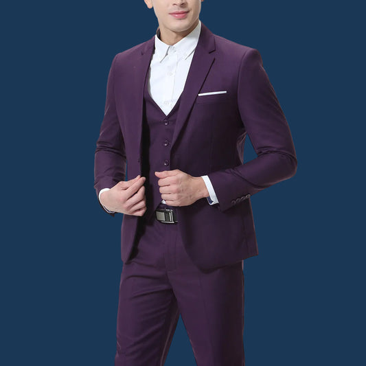 Purple suit with white shirt on a white background