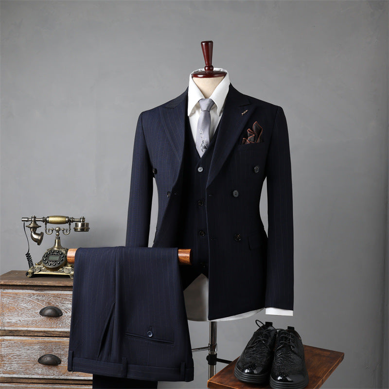 Double-Breasted Pinstripe Suit — For Formal & Business Wear