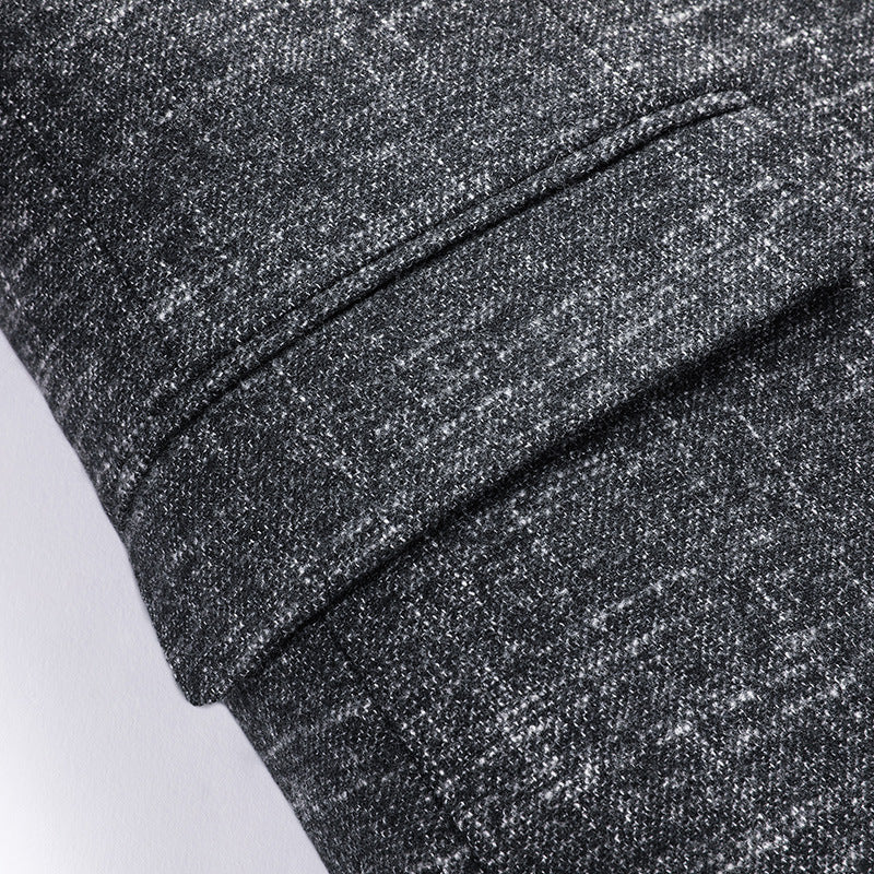 Textured Mandarin-Collar Suit Jacket — For Refined Heritage Style