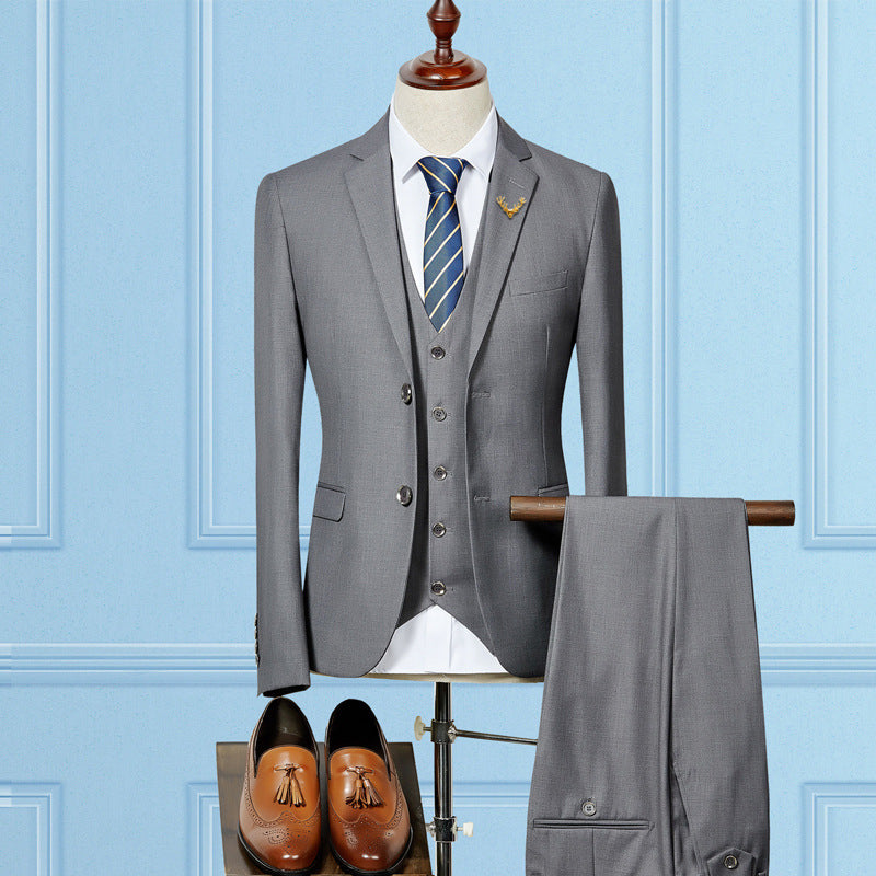Grey Three-Piece Suit — Ideal for Weddings & Business Men