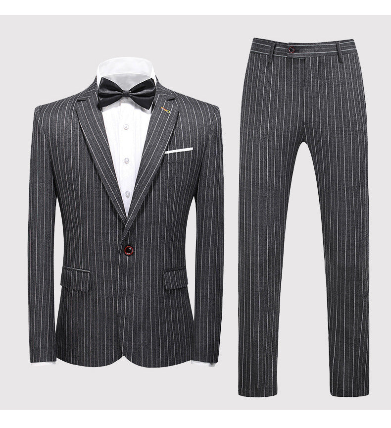 Blue Pinstripe Three-Piece Suit — For Formal & Wedding Wear