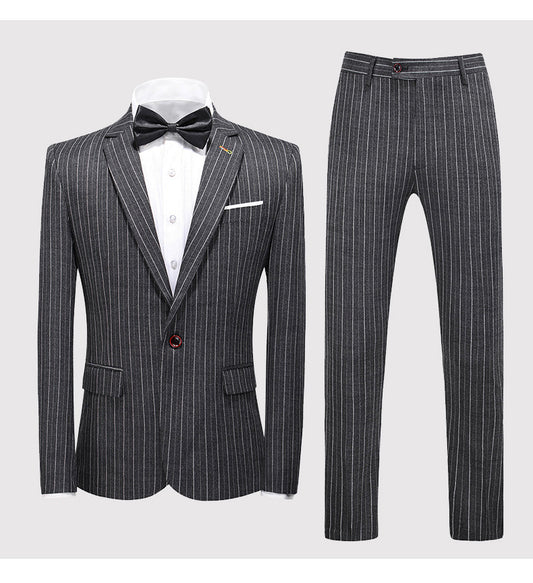 Blue Pinstripe Three-Piece Suit — For Formal & Wedding Wear