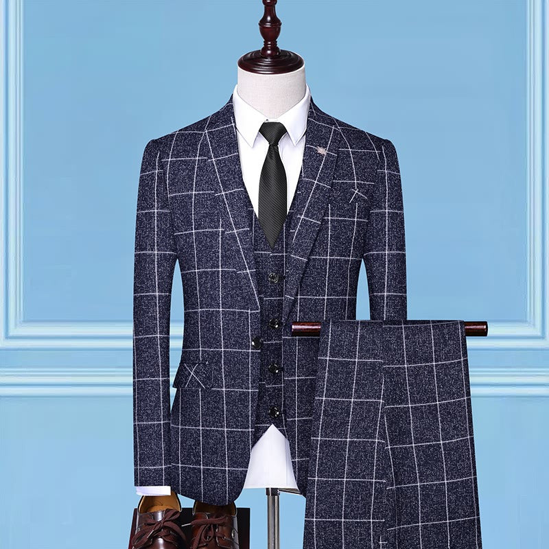 Checkered Three-Piece Suit — For Professional & Formal Wear