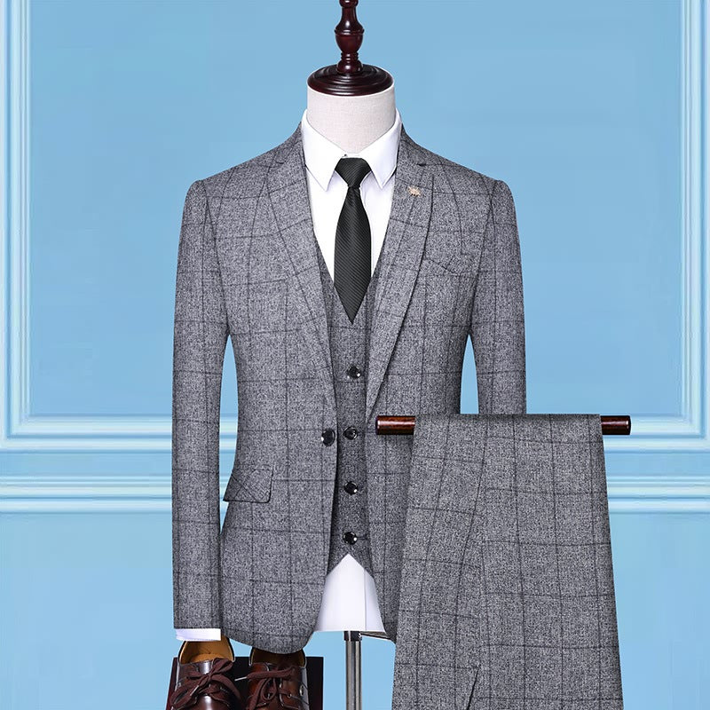 Checkered Three-Piece Suit — For Professional & Formal Wear