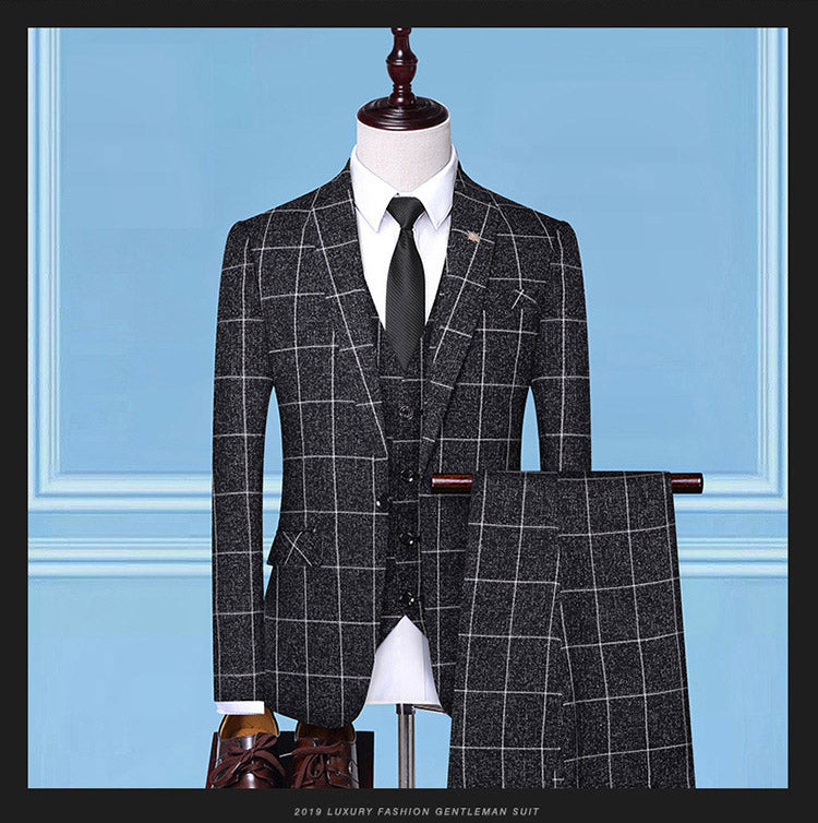 Checkered Three-Piece Suit — For Professional & Formal Wear