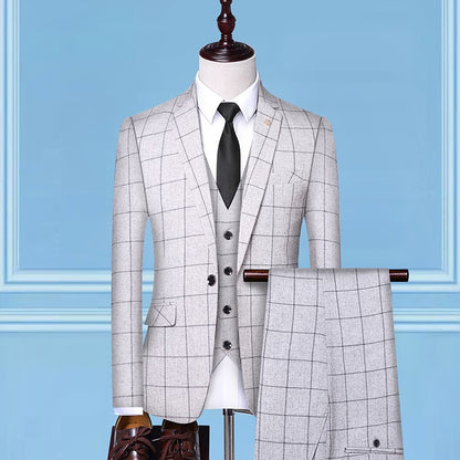 Checkered Three-Piece Suit — For Professional & Formal Wear