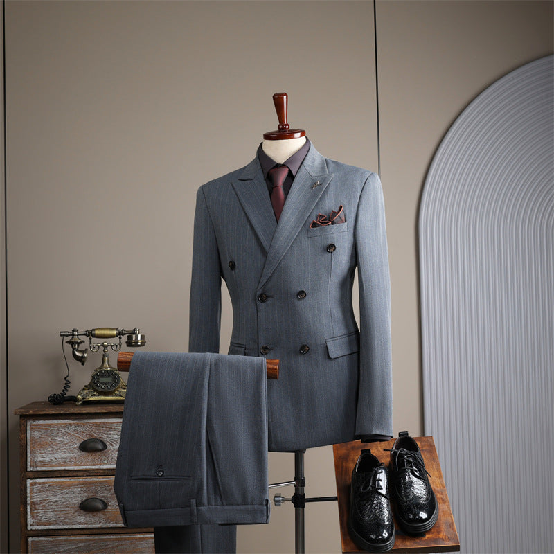 Double-Breasted Pinstripe Suit — For Formal & Business Wear