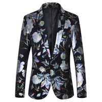 Floral patterned blazer on a white background