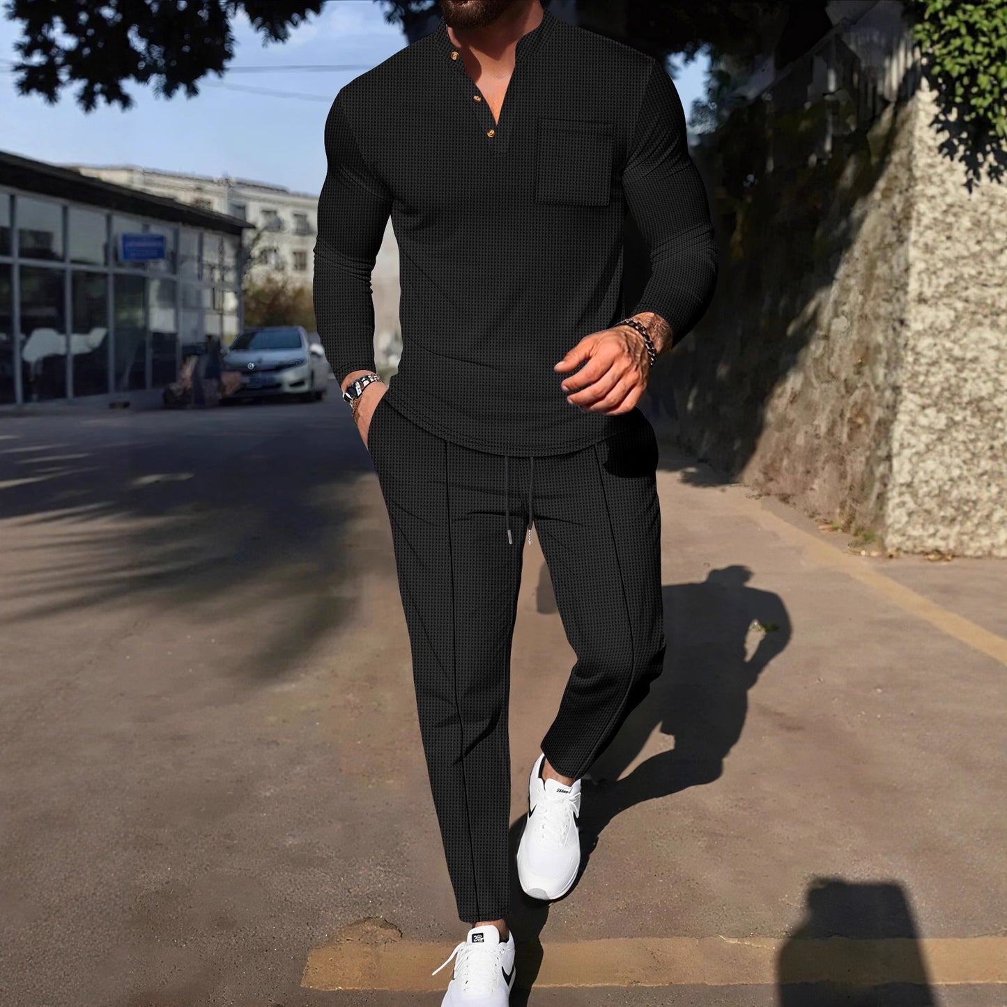 Cream Knit Two-Piece Set — For Smart Casual & City Wear