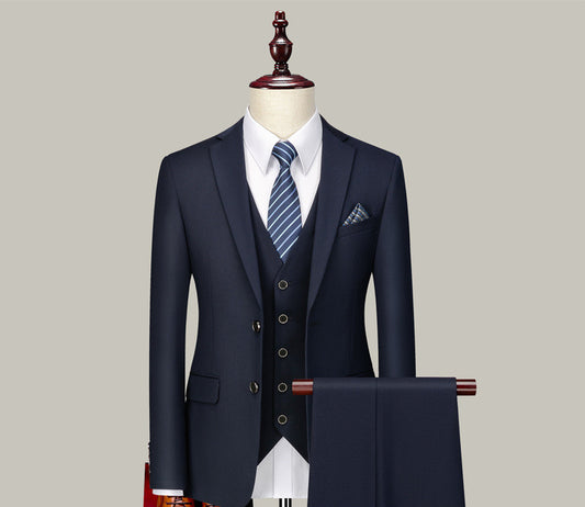 Black Three-Piece Suit — Ideal for Business & Formal Wear