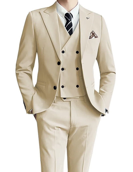 Champagne Executive Three-Piece Suit — For Business & Formal