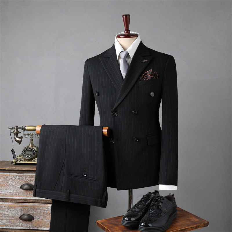 Double-Breasted Pinstripe Suit — For Formal & Business Wear