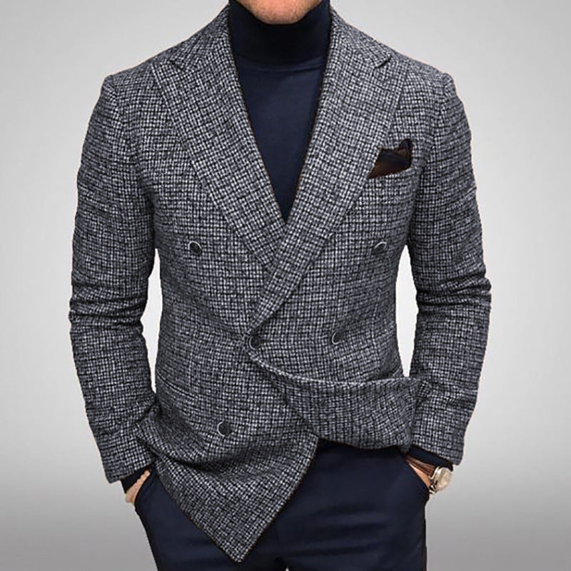 Double-Breasted Textured Blazer — For Heritage City Style\\