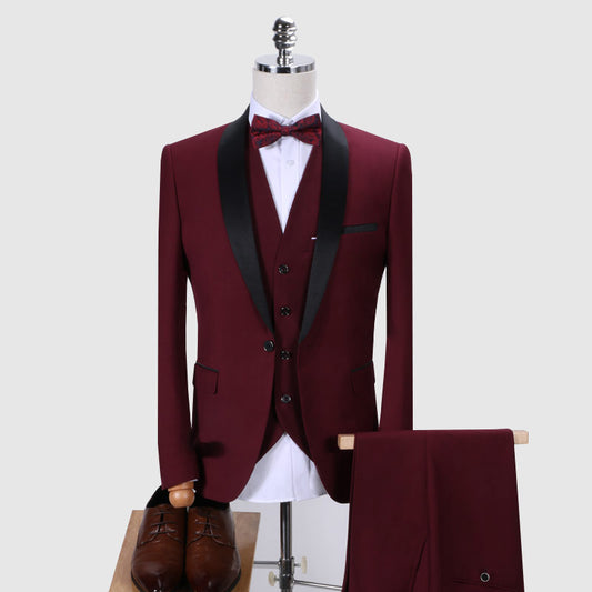 Burgundy Tuxedo Suit — For Weddings & Evening Events