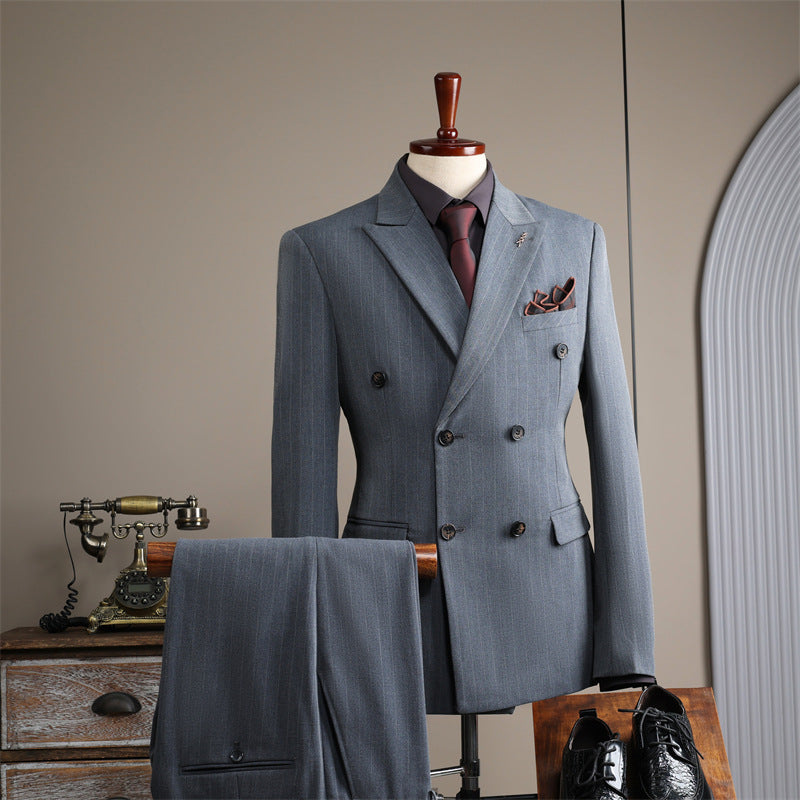 Double-Breasted Pinstripe Suit — For Formal & Business Wear