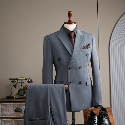 Double-Breasted Pinstripe Suit — For Formal & Business Wear