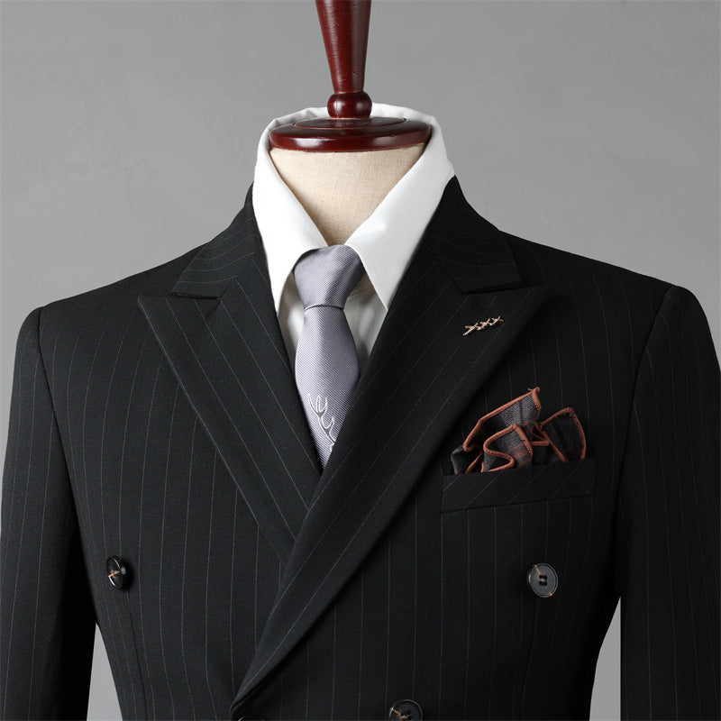 Double-Breasted Pinstripe Suit — For Formal & Business Wear