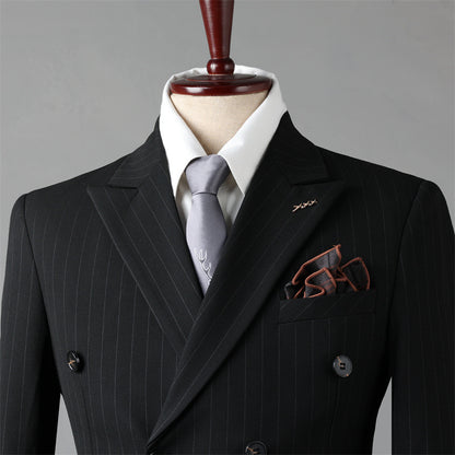 Double-Breasted Pinstripe Suit — For Formal & Business Wear