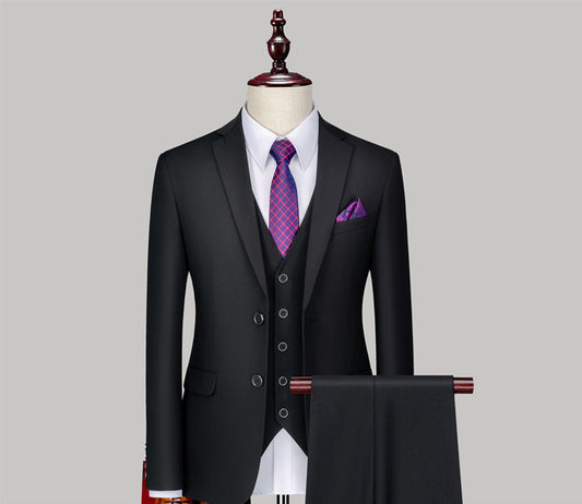 Black Three-Piece Suit — Ideal for Business & Formal Wear