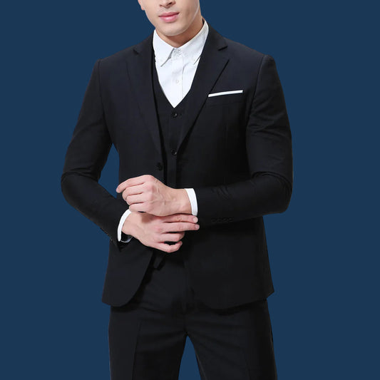 Black suit with white shirt on a white background