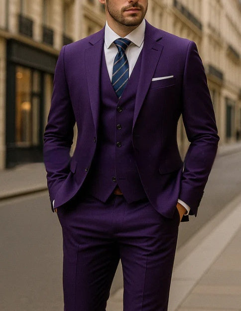 Burgundy Executive Three-Piece Suit — For Business & City Wear