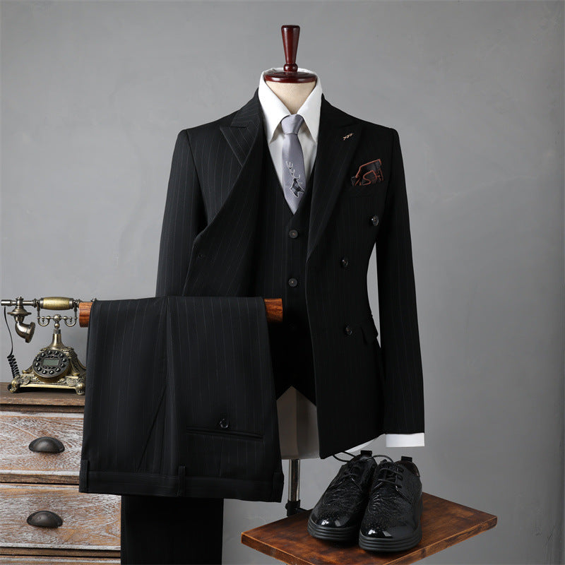 Double-Breasted Pinstripe Suit — For Formal & Business Wear