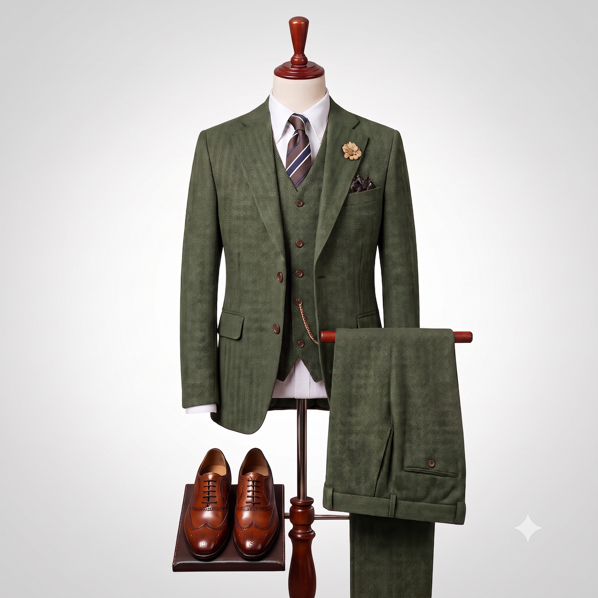 Brown Heritage Three-Piece Suit — For Timeless Elegance