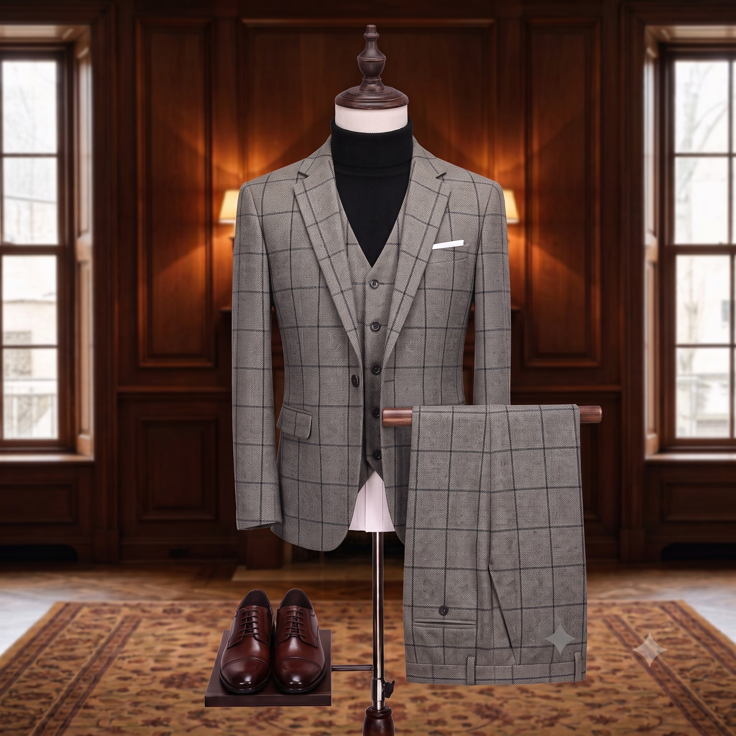 Gray checkered blazer on a white background