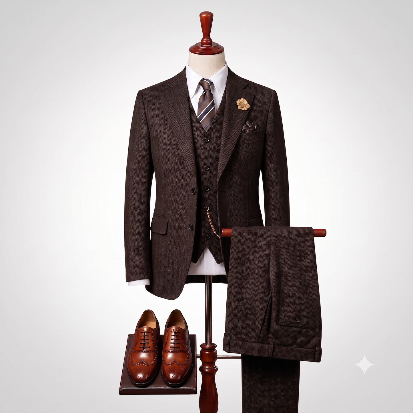 Brown Heritage Three-Piece Suit — For Timeless Elegance
