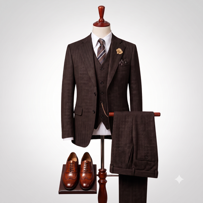Brown Heritage Three-Piece Suit — For Timeless Elegance
