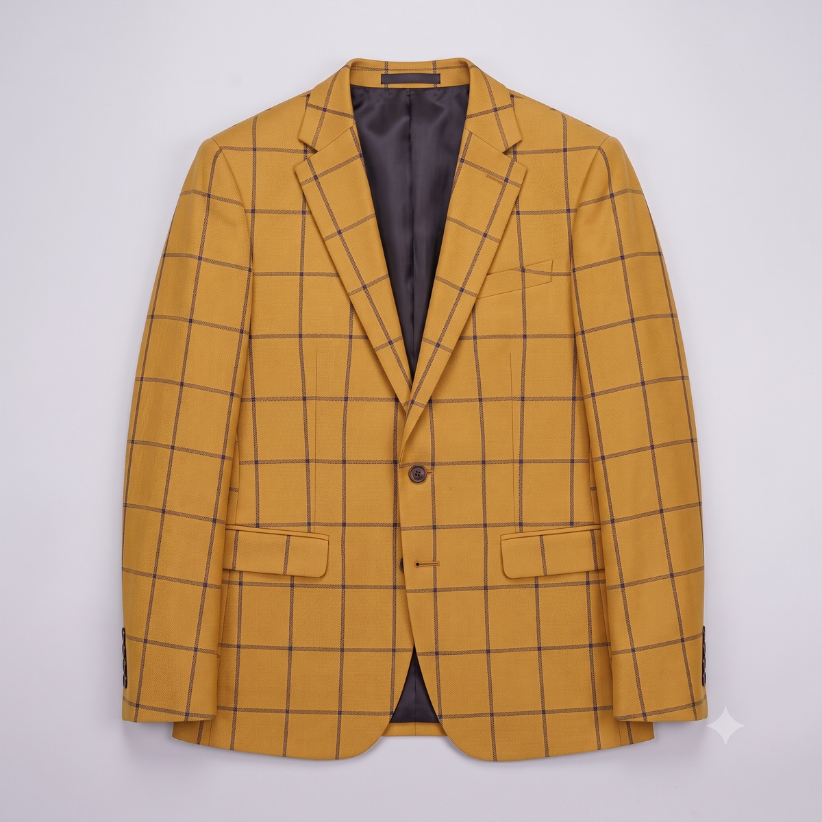 Yellow checkered blazer on a white background
