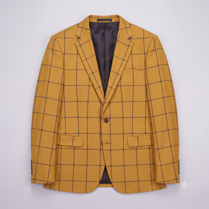 Yellow checkered blazer on a white background