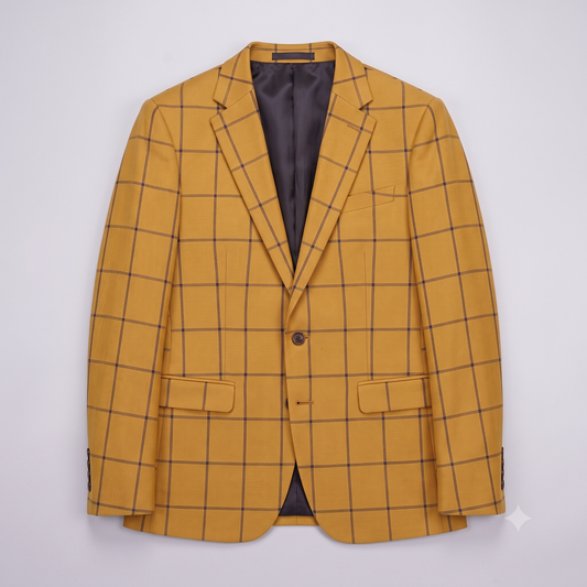 Yellow checkered blazer on a white background