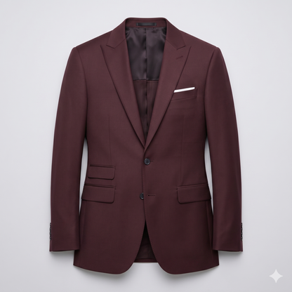 Maroon blazer on a light gray background