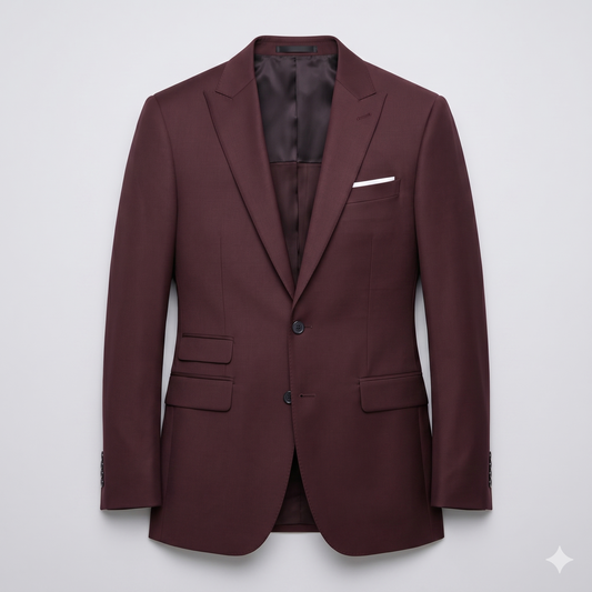 Maroon blazer on a light gray background
