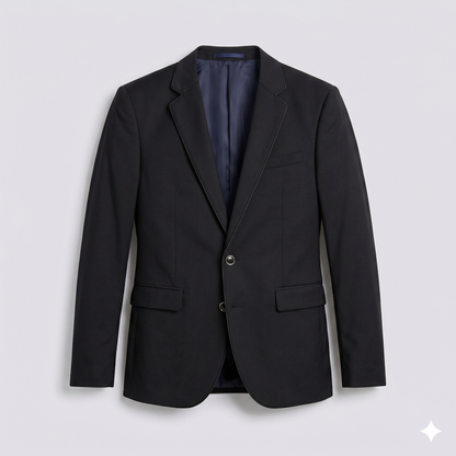Black blazer on a light gray background