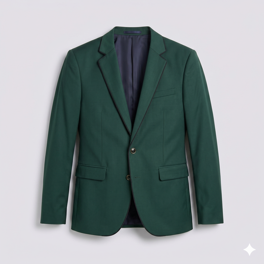 Green blazer on a light gray background