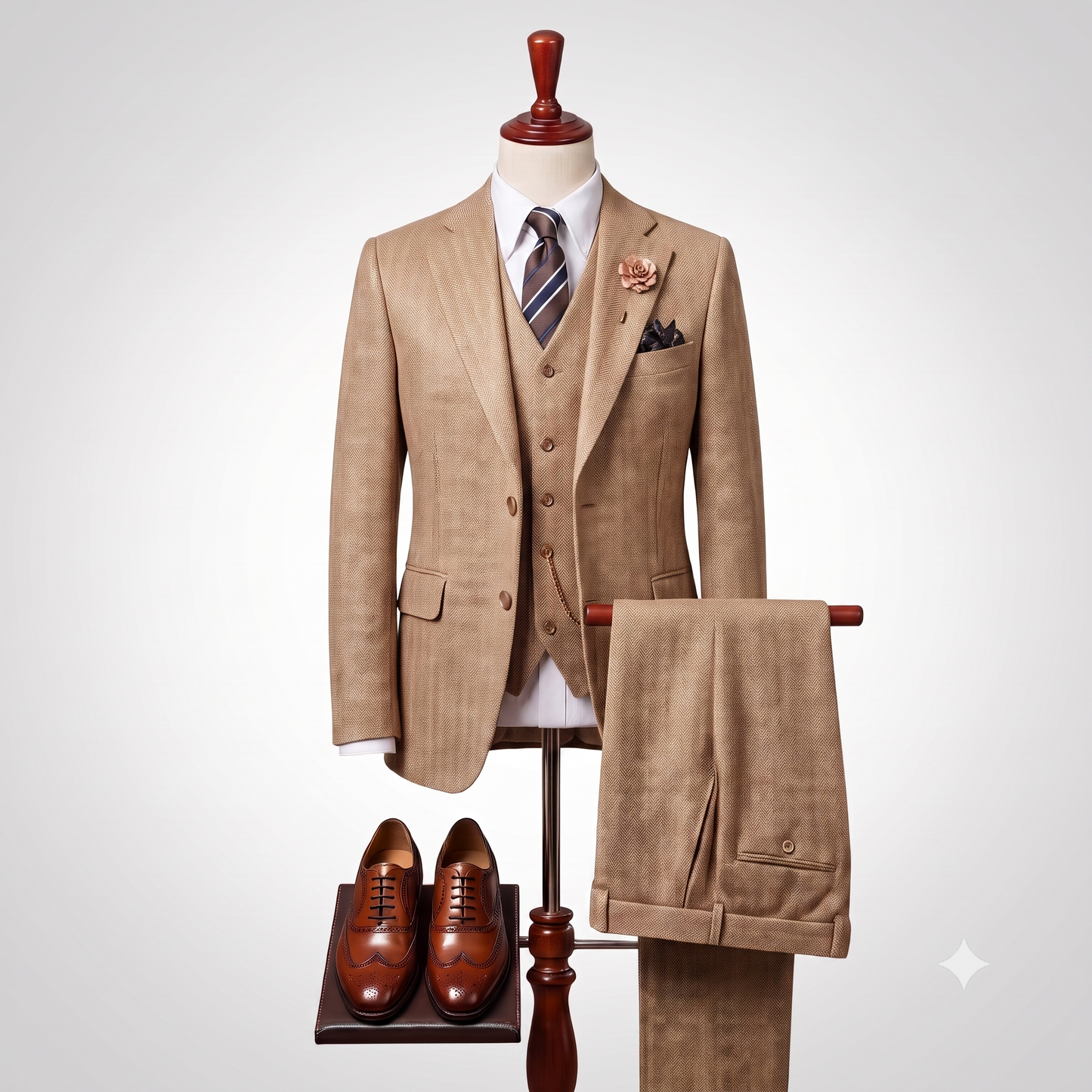 Brown Heritage Three-Piece Suit — For Timeless Elegance