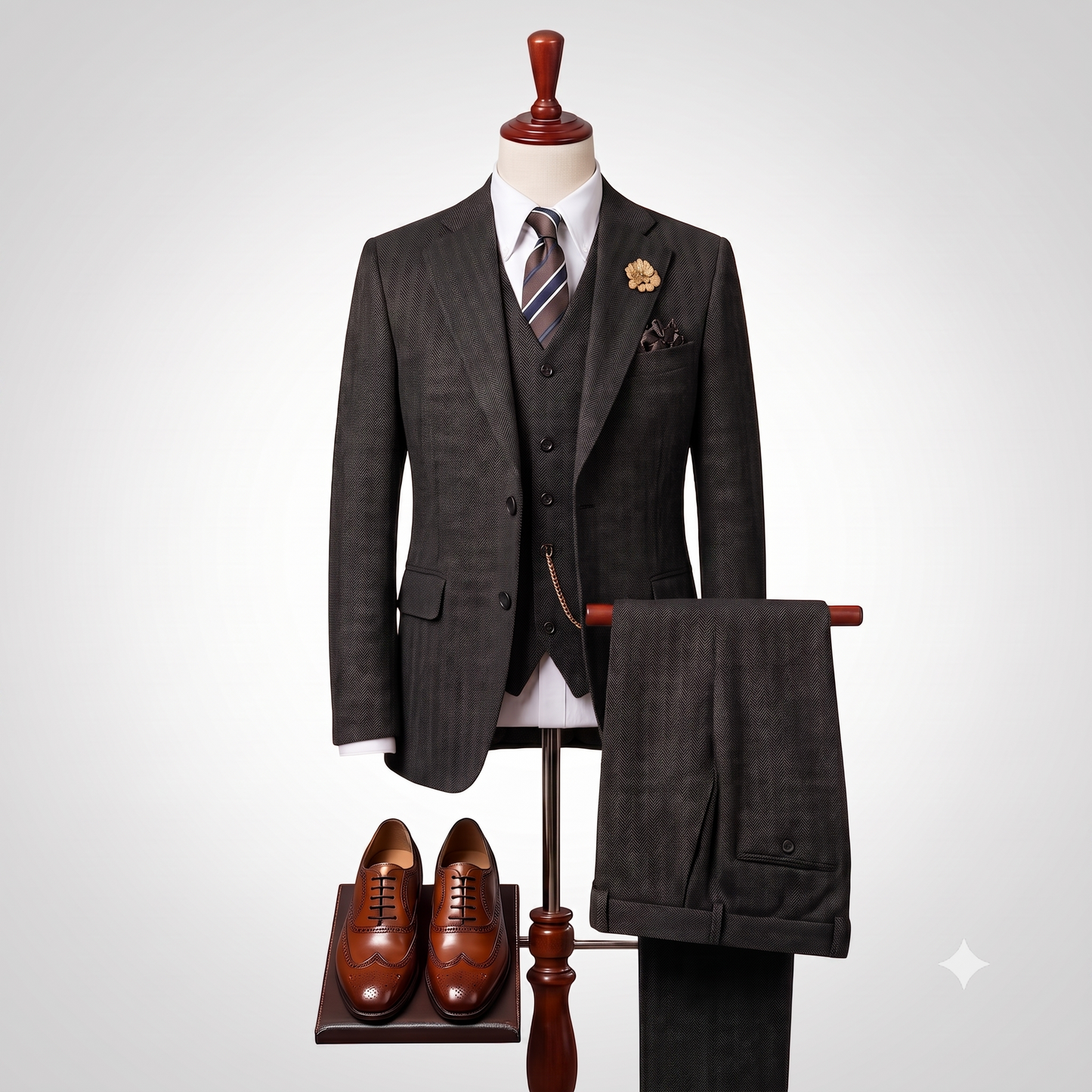 Brown Heritage Three-Piece Suit — For Timeless Elegance