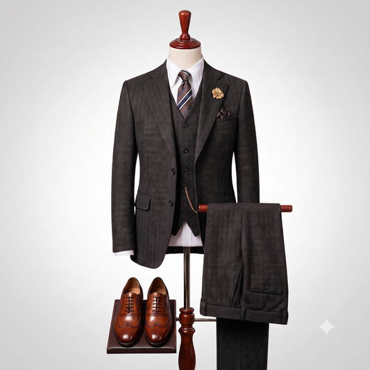 Brown Heritage Three-Piece Suit — For Timeless Elegance