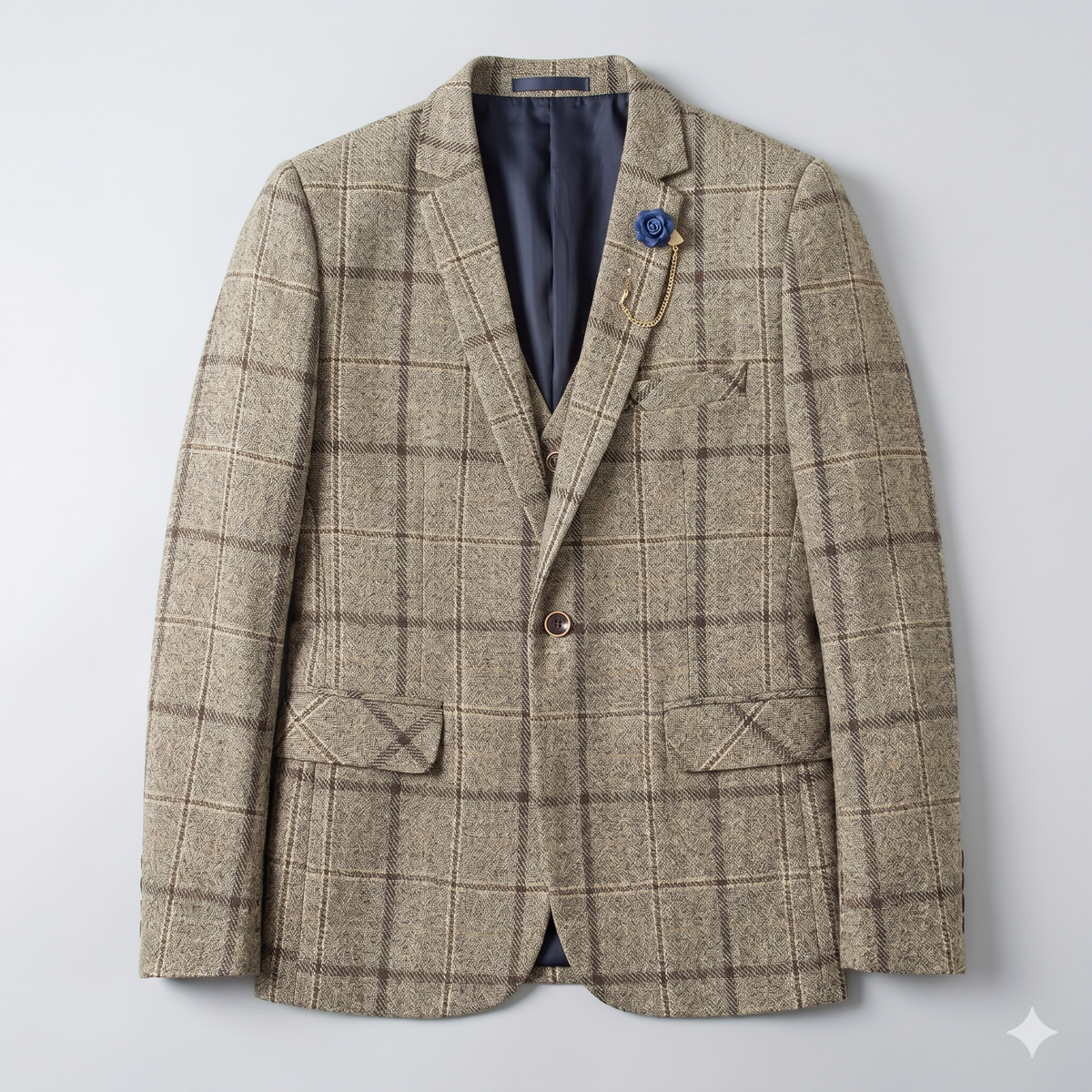 Plaid blazer on a light gray background