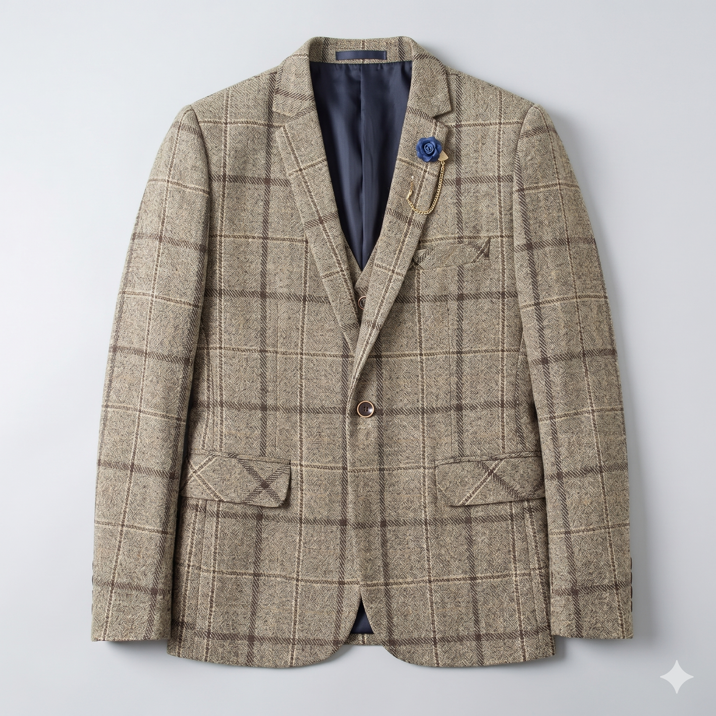 Plaid blazer on a light gray background