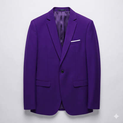 Purple blazer on a light gray background
