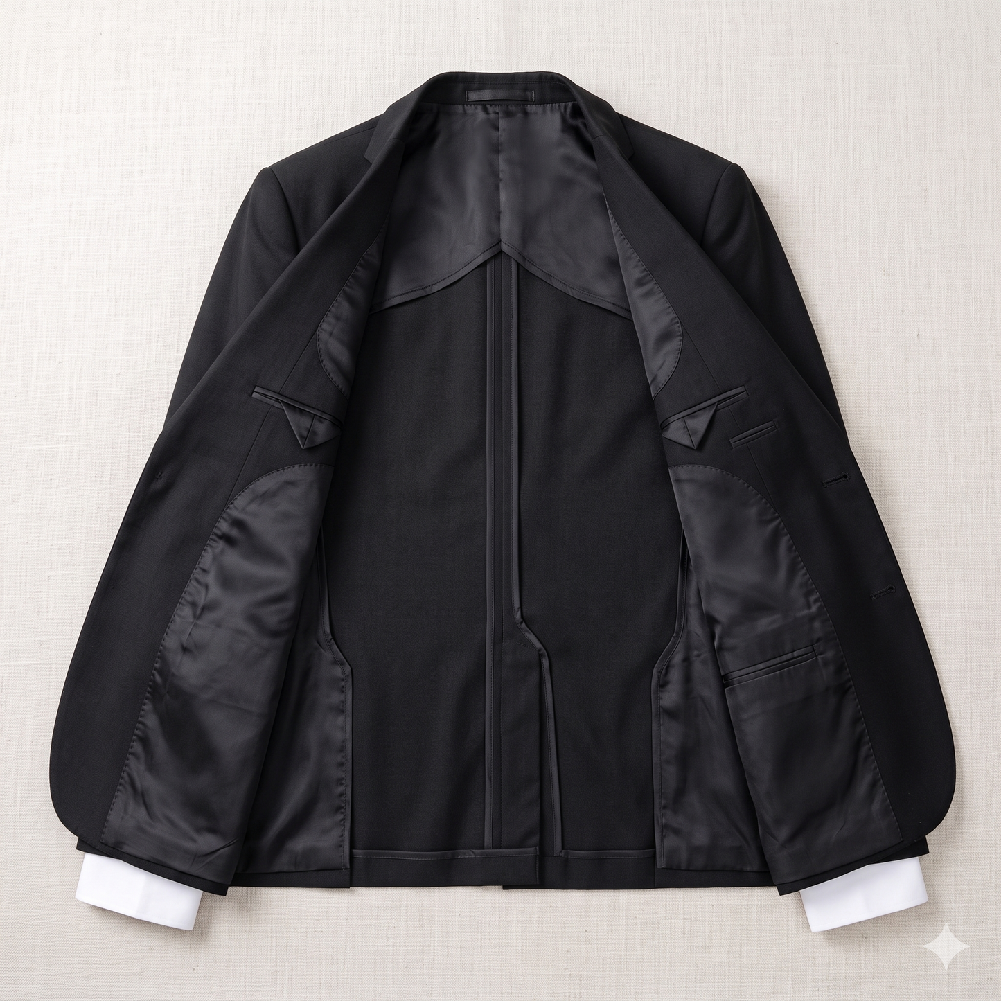 Black jacket on a light beige background