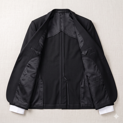 Black jacket on a light beige background