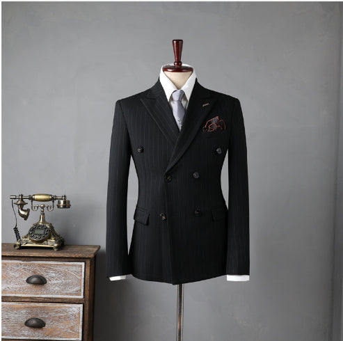 Double-Breasted Pinstripe Suit — For Formal & Business Wear